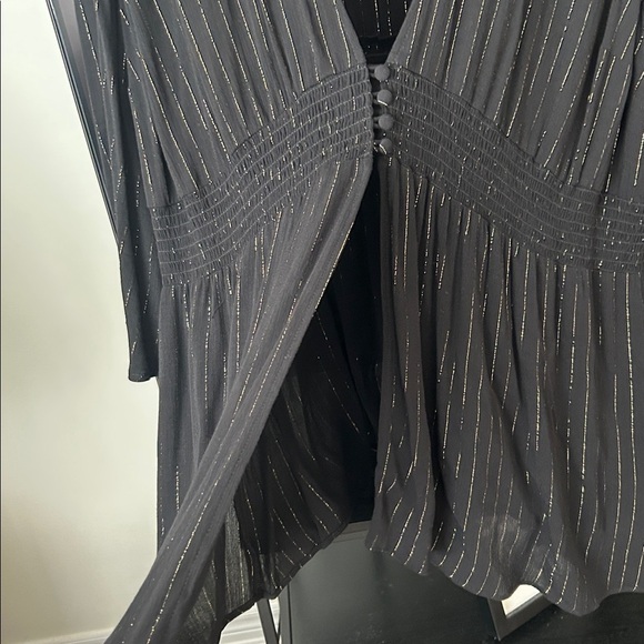 Torrid Black Gauze Button Front Smocked Babydoll Blouse Size 5X - Picture 5 of 16